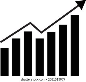 Growing Bar Graph Icon Black On Stock Vector Royalty Free