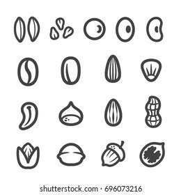 Grain Nut Seed Icon Set Stock Vector Royalty Free