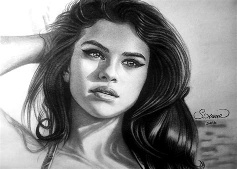 Selena Gomez Pencil Sketch Capturing Her Essence With Simple Strokes