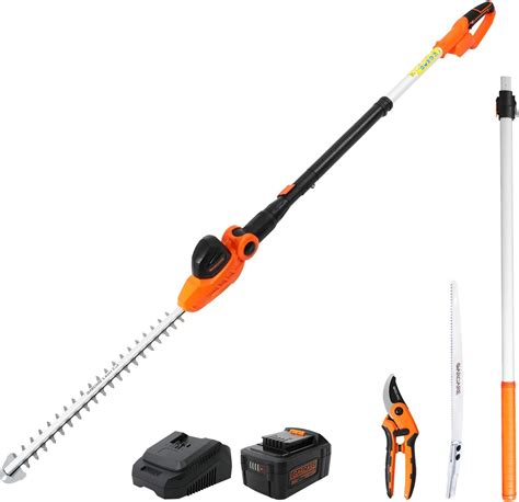 Garcare Cordless Pole Hedge Trimmer Long Reach V A Telescopic