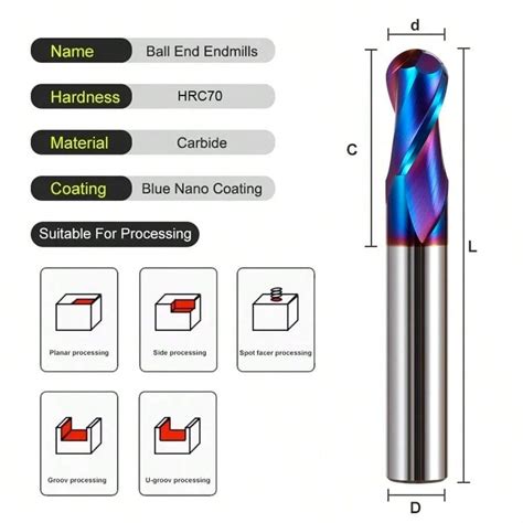 Milling Cutter Alloy Coating Tungsten Steel Tool Cnc Maching Hrc Ball