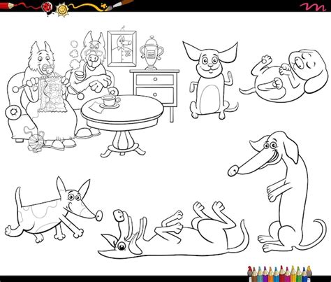 Coloriage De Personnages D animaux De Chiens De Dessin Animé Vecteur