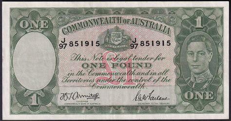 Australia 1942 One Pound Armitage Mcfarlane Dark Green About