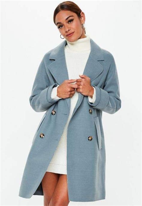 Missguided Gray Double Breasted Raw Edge Cocoon Coat Coats Jackets