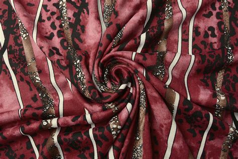 Jersey Stoff Panther Streifen Rot Yes Fabrics