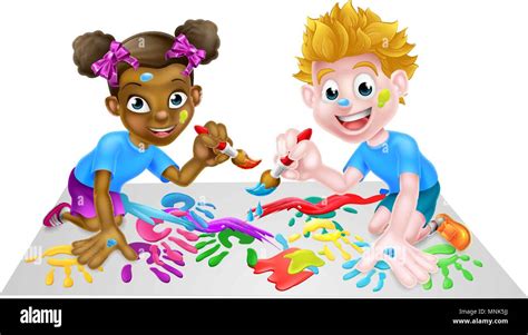 Two Children Painting Stock Vector Image & Art - Alamy