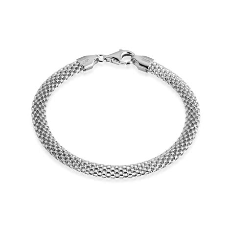 Sterling Silver Mesh Bracelet Quadri Gioielli