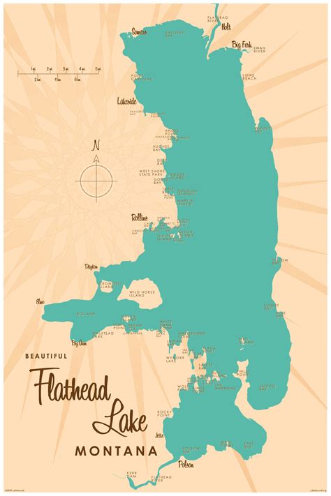 Flathead Lake Mt Lake Map Wall Mural Murals Your Way