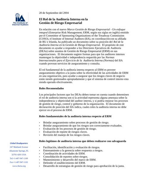 PDF Rol Del Auditor Interno En El ERM 1 DOKUMEN TIPS