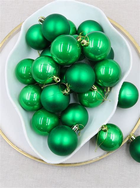 Green Christmas Baubles 70mm Pearl Matt 48 Pack