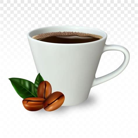 Coffee Cup Beans Vector Hd PNG Images, Realistic Cup Of Coffee With Beans And Leaves, Cup ...