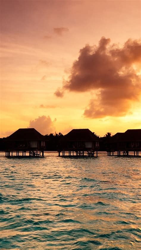 Wallpaper Maldives, bungalow, tropics, sea, sunset 1920x1200 HD Picture ...