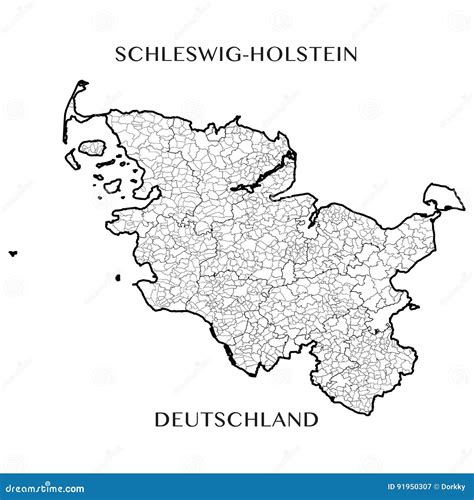 Vector Karte Des Bundeslands Von Schleswig Holstein Deutschland Vektor