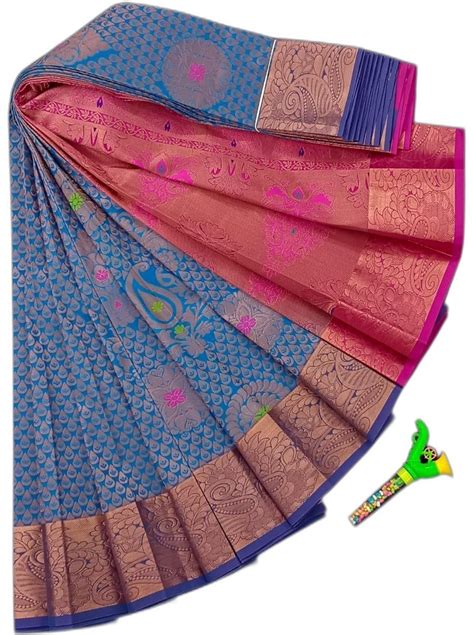 Wedding Wear Multicolor Allself Jacquard Meena Silk Saree M With