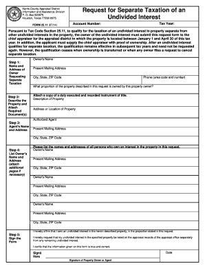 Fillable Online Hcad Hcad Request For Separate Form Fax Email Print