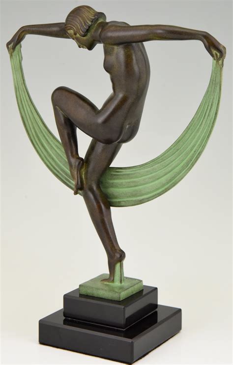 Art Deco Style Sculpture Folie Nude Scarf Dancer Deconamic