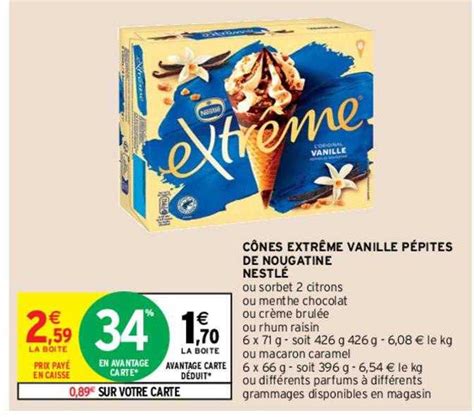 Promo Cônes Extrême Vanille Pépites De Nougatine Nestlé Chez