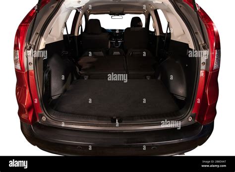 Back Of SUV With Open Trunk And Closed Rear Seats Stock Photo Alamy