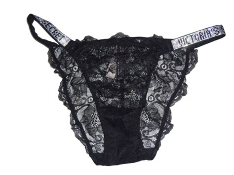 Victoria S Secret Xl Very Sexy Black Lace Sparkle Bikini Panty New Nip Ebay