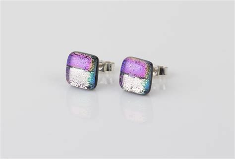 Handmade Jewellery Dichroic Glass Jewellery Uk Glass Stud Earrings