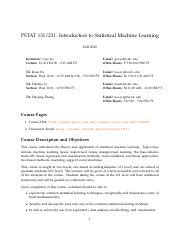 Syllabus Pdf PSTAT 131 231 Introduction To Statistical Machine