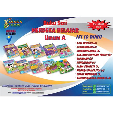 Jual Buku Paket Seri Merdeka Belajar Umum Paud Tk A Tk B Isi