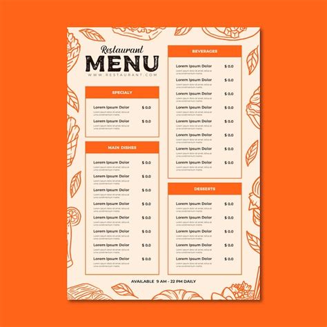 Premium Vector Restaurant Menu Template Design Vector