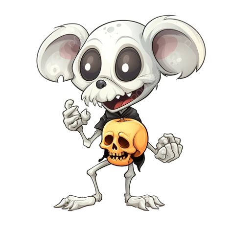 Cartoon Halloween Skeleton Mouse Funny Illustration Isolated Cute