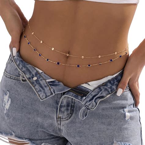 Amazon Sexy Multi Layered Waist Chain Bikini Bead Belly Chain Summer Sequin Waist Chain