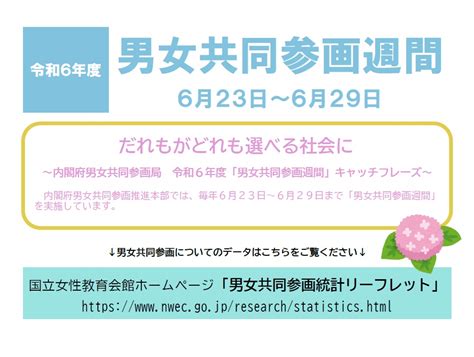 2024年度「男女共同参画週間」データ紹介 新着情報 広島市男女共同参画推進センター ゆいぽーと