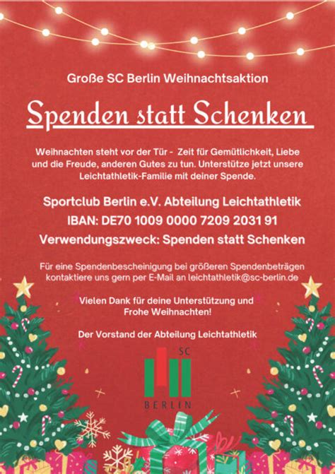 Spenden Statt Schenken SC Berlin E V