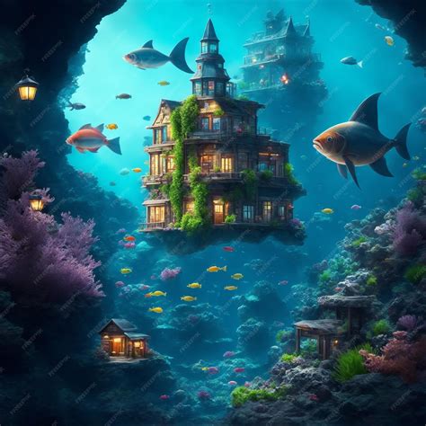 Premium AI Image | Unveiling the Wonders of Life in an Aquarium Town