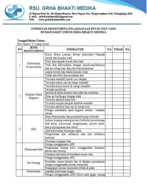 Form Monitoring Cssd Ipcn Rsugbm 2022 Pdf