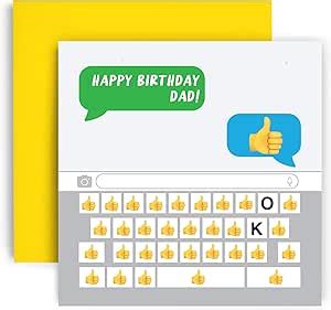 Huxters Birthday Card For Dad And Him Funny Dad Emoji Keyboard