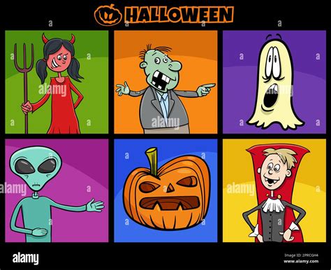 Halloween holiday cartoon scary characters set Stock Vector Image & Art - Alamy