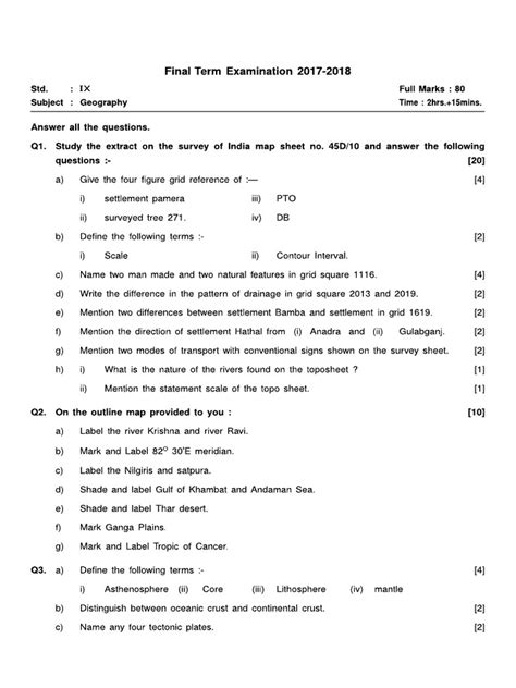 Icse Class 9 Geography 2018 Pdf Pdf