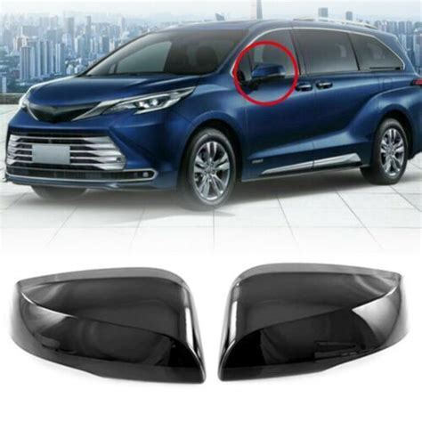 Glossy Black 2X Side Rearview Mirror Cover Cap Trim For Toyota Sienna