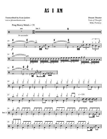 As I Am Dream Theater Drum Sheet Music Jaslow Drum Sheets Drumsetsheetmusic