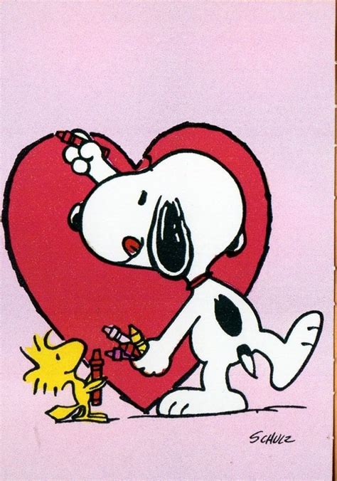 Vintage Peanuts VALENTINE Card WOODSTOCK Hands SNOOPY Crayons As He ...