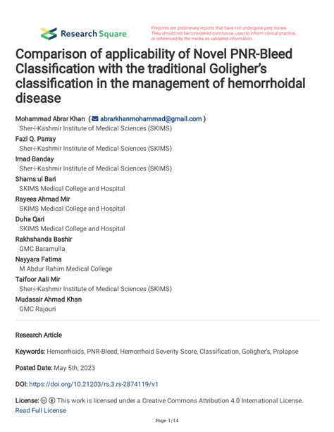 Pdf Comparison Of Applicability Of Novel Pnr Bleed Classification