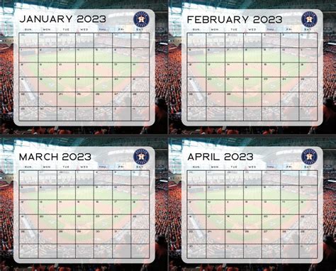 Houston Astros Printable 2023 Monthly Calendar Instant - Etsy