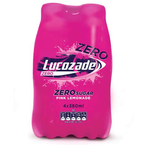 Lucozade Energy Zero Pink Lemonade 4x380ml Sports And Energy Drinks