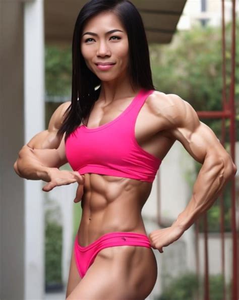 Strong Asian Female With Pack Abs In Bikini