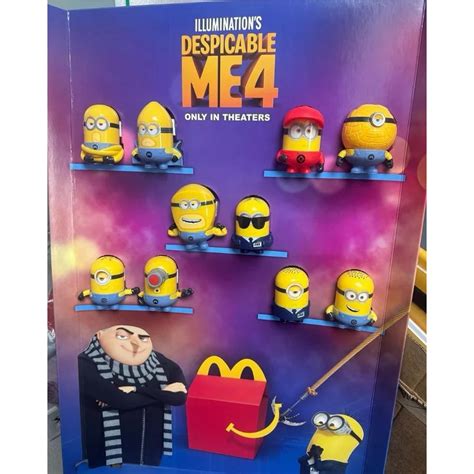 Meu malvado favorito 4 bonecos minions McDonalds coleção 2024 Shopee