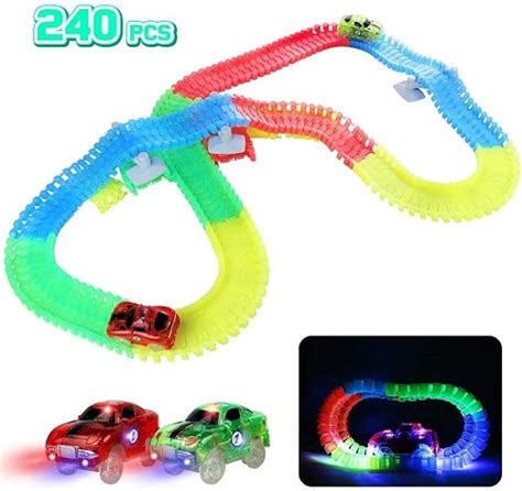 Circuit Voiture Enfant Lumineux Jouet 240 Pièces Flexible Circuits