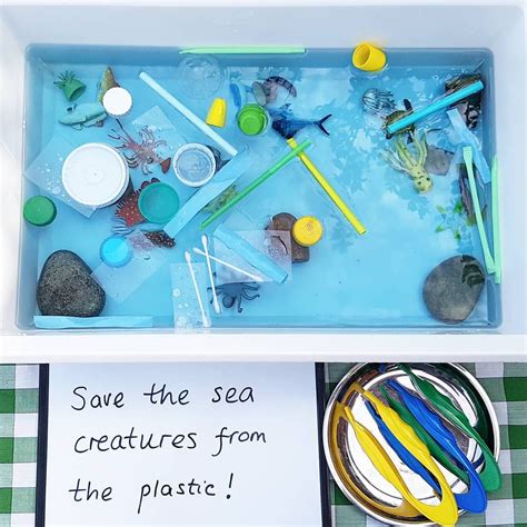 Save The Oceans Sensory Bin Recycling Activities For Kids Preschool