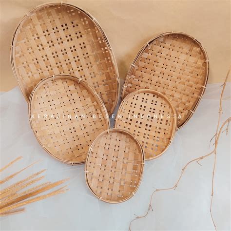 Jual Bambu Bambu Piring Oval Natural Bambu Piring Makan Piring