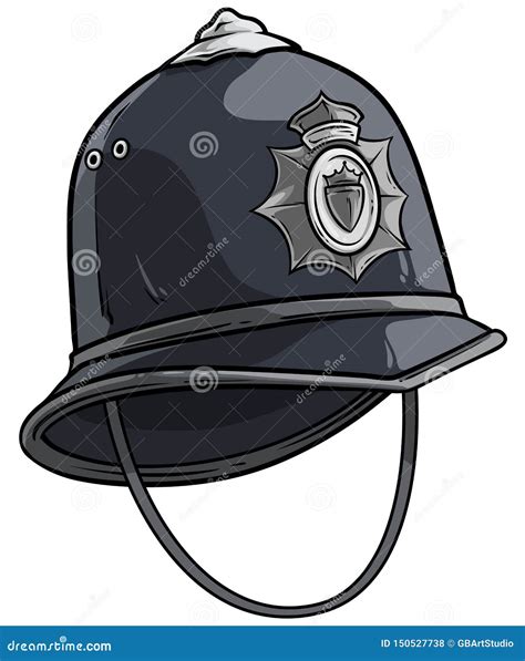 Cartoon London Police Helmet With Metal Badge Stock Vector