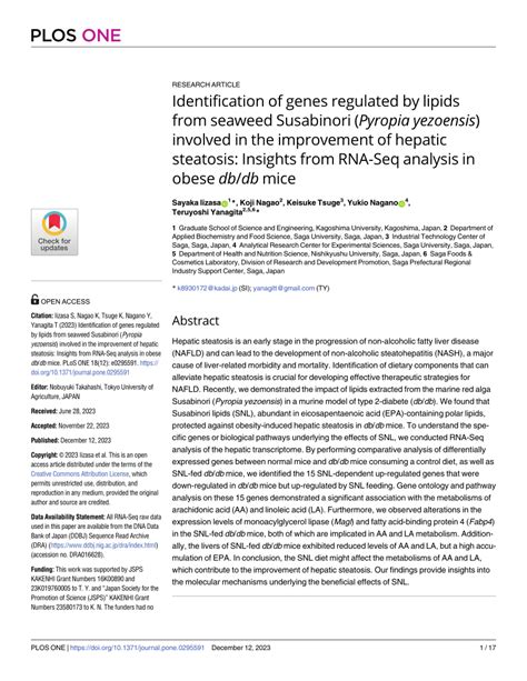 PDF Identification Of Genes Regulated By Lipids From Seaweed