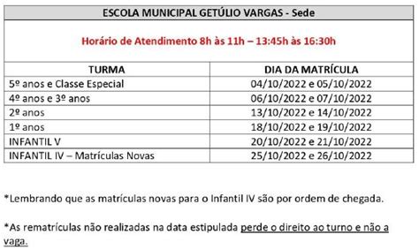 Confira O Calendário Das Matrículas E Rematrículas Na Rede Municipal De